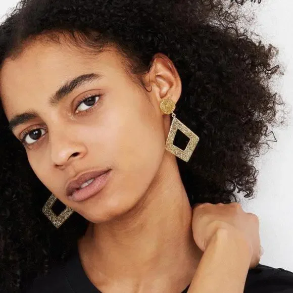 Madewell Glitter Diamond Shaped Statement Earrings - Picture 6 of 6